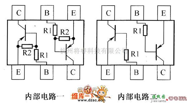 光敏二极管、三极管电路中的晶体三极管DDA124EH、DDA143EH、DDA143TH、DDA144EH、DDA144EH-7内部电路图  第1张