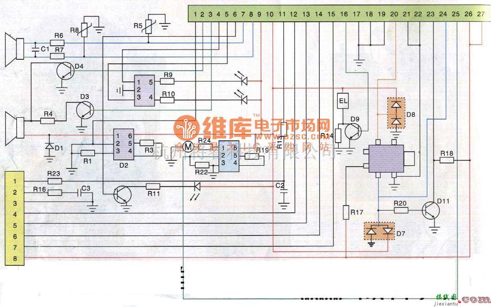 综合电路中的小灵通朗讯PS12型手机排线电路原理图  第1张