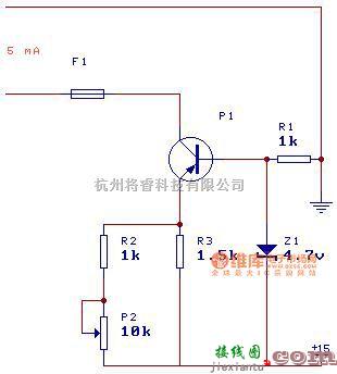 综合电路中的用PNP三极管做的5mA恒流源桥式压力传感器供电电路原理图  第1张