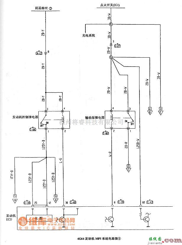 三菱中的猎豹越野车4G64发动机MPI系统电路图  第1张
