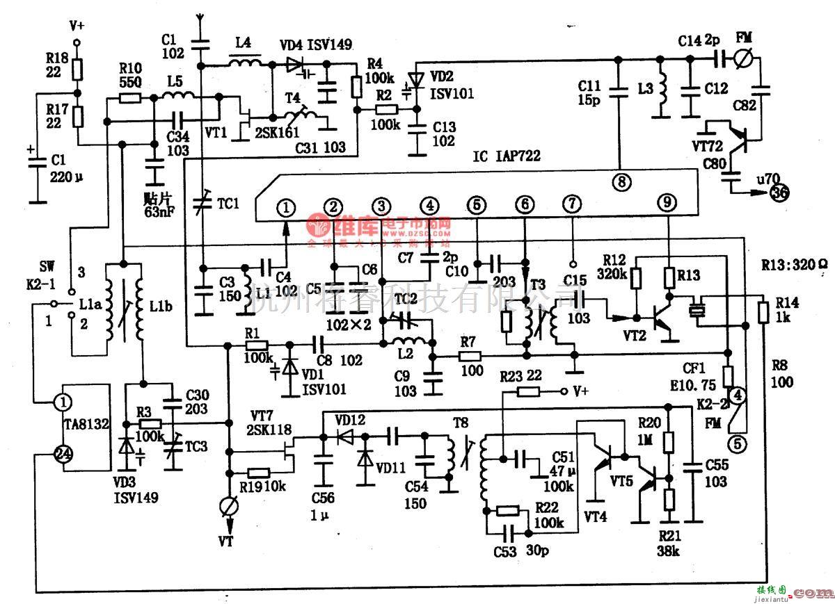 音频电路中的IAP722-调频高频调谐集成电路图  第3张