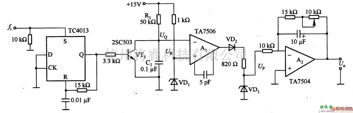 基础电路中的1-15  由TC4013等构成的频率/电压转换电路 第1张