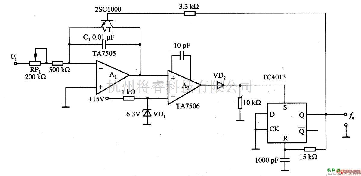 基础电路中的1-3由TA7505等构成的电压/频率转换电路  第1张