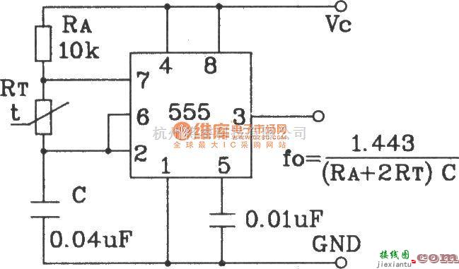 温控电路中的由555与精密温度传感器构成的温度频率变换电路  第1张
