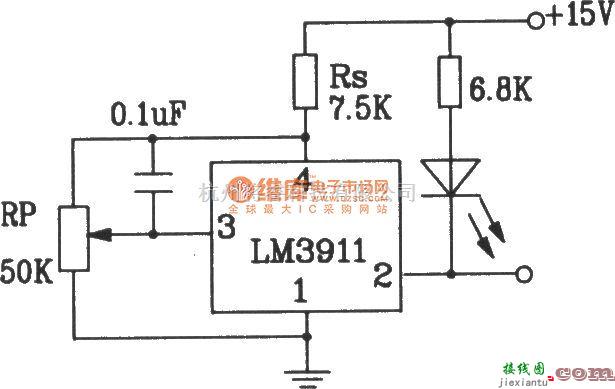 温控电路中的由LM3911单片温度控制集成电路构成的双电源测温电路  第1张