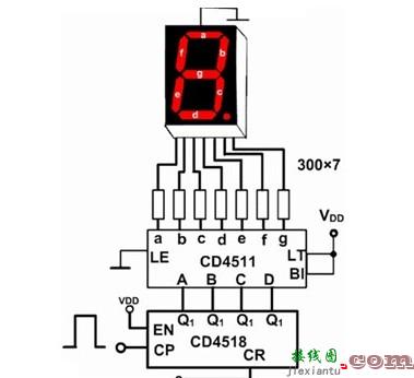 CD4511数码管驱动接线电路图  第1张