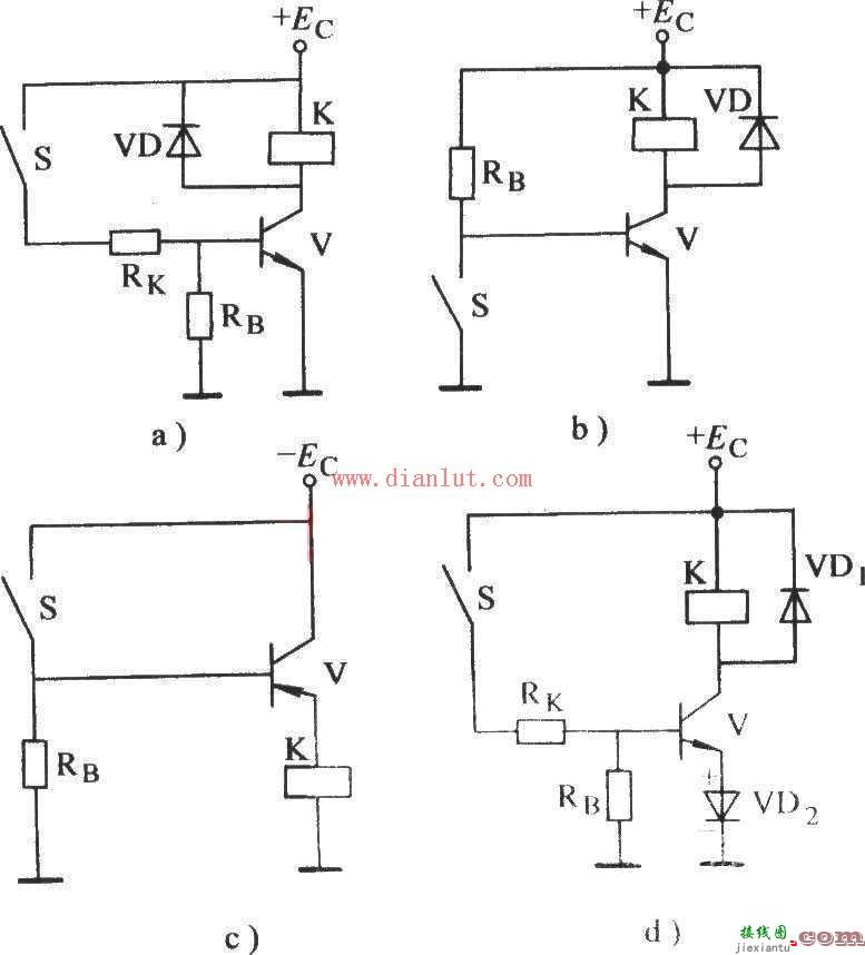 用于控制基极晶体管电子继电器电路原理图  第1张