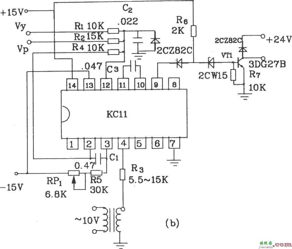 可控硅移相触发器KC11应用电路图  第4张