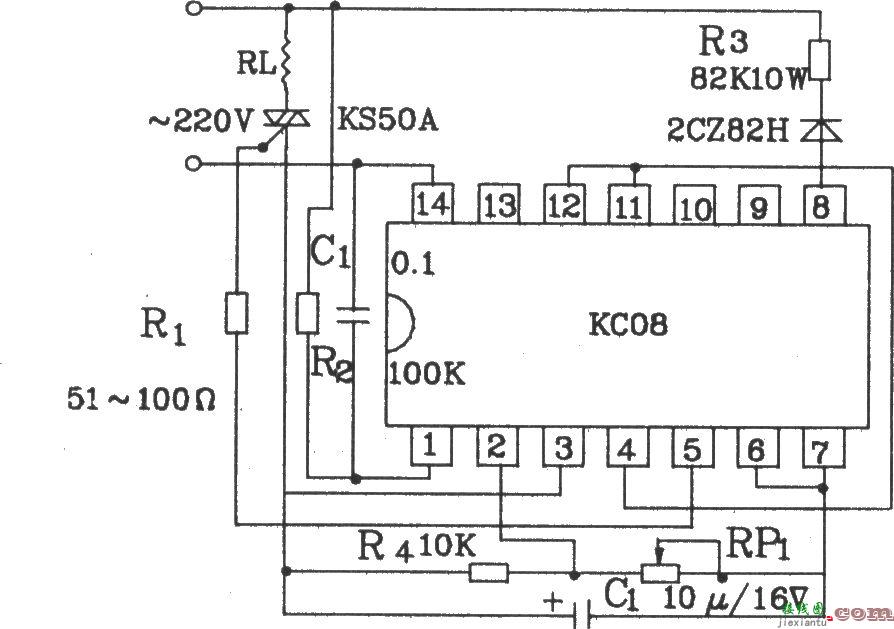 可控硅过零触发器KC08应用电路图  第3张