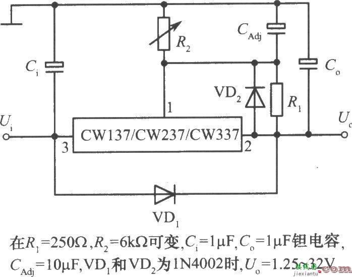 CW137／CW237／CW337构成的具有过压保护的集成稳压电源  第1张
