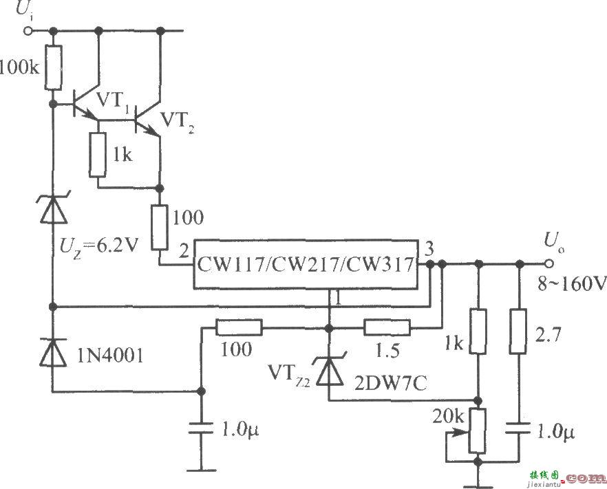 CW117／CW217／CW317构成的8～160V可调集成稳压电源  第1张