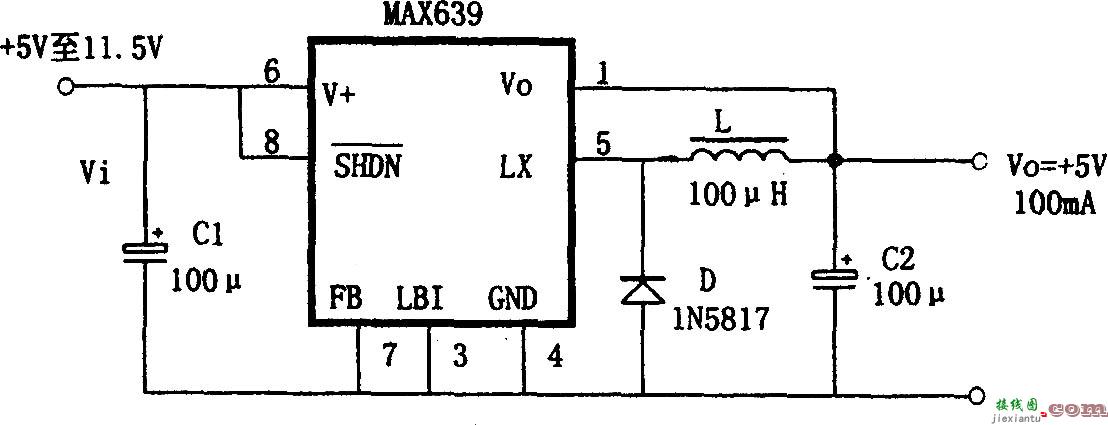 由MAX639构成的 5V固定输出的降压式变换电源  第1张
