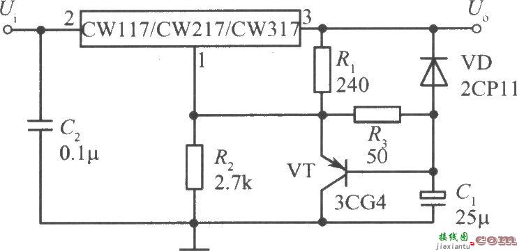 CW117／CW217／CW317构成的慢启动集成稳压电源电路  第1张