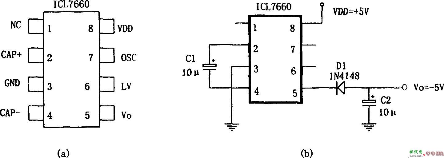 外部只需2只电容即可工作的极性变换电源(ICL7660)  第1张