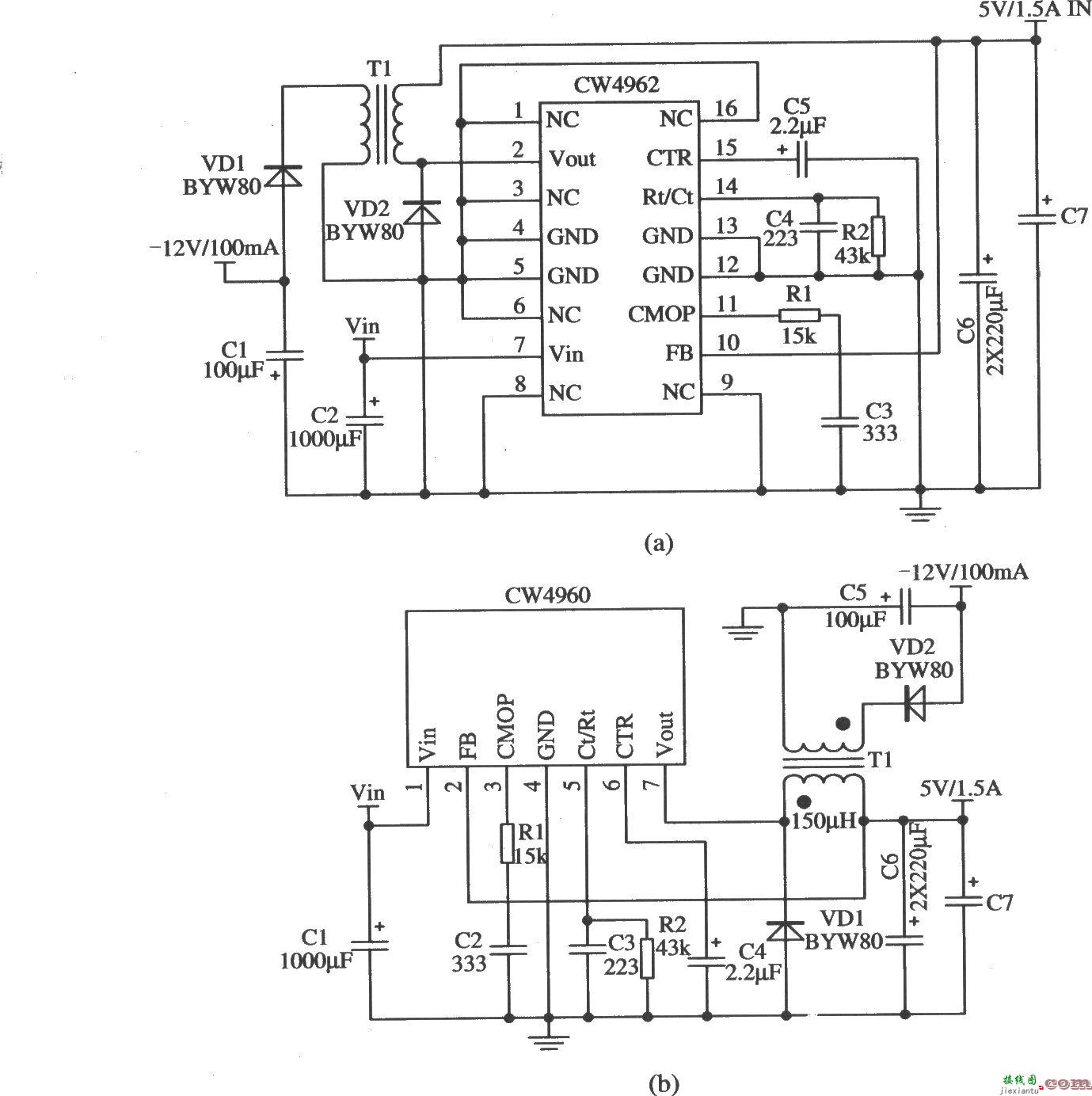 CW4962/CW4960构成双电压输出的应用电路  第1张