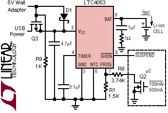 ltc4053USB充电器电路图  第1张