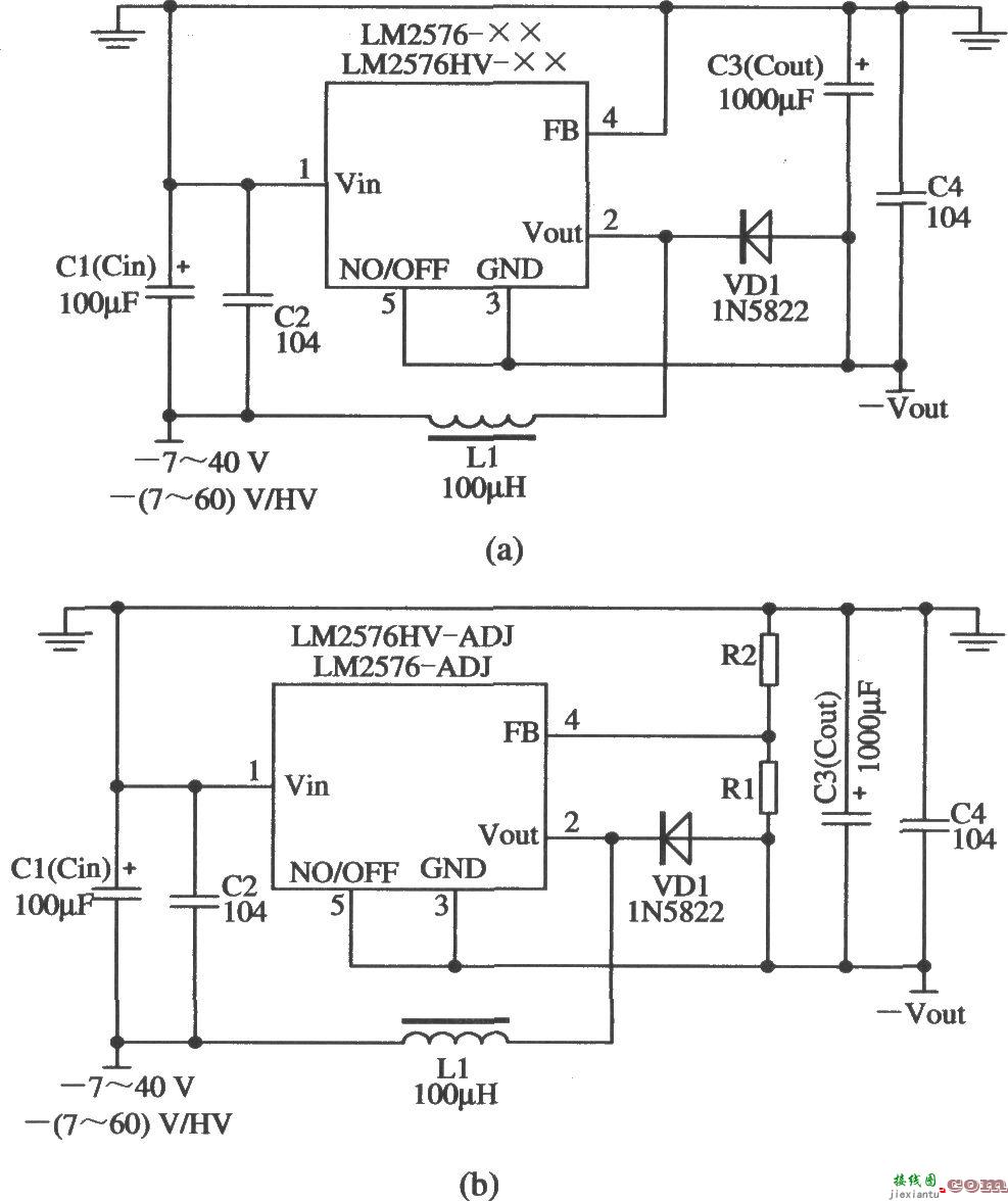 LM2576构成的负电压输入和负电压输出的稳压器应用电路  第1张