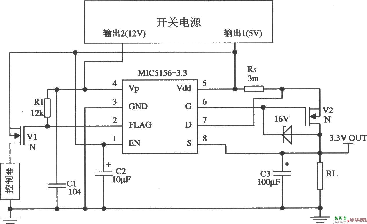 由MIC5156构成开关电源的末级稳压器电路  第1张