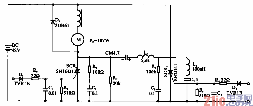 双晶闸管控制的电动机驱动电路  第1张