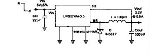 采用LM3574构成的由5V到3.3V的电压转换调节器  第1张