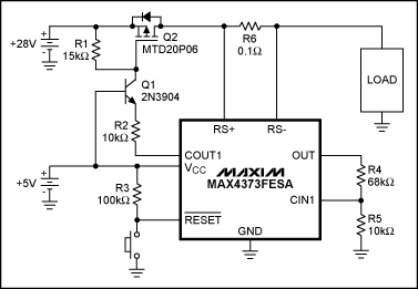MAX4373电流放大器组成的28V输出电路介绍  第1张