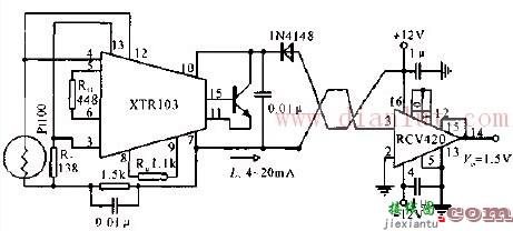 0~5V输出远距离传输铂电阻温度变送器电路  第1张