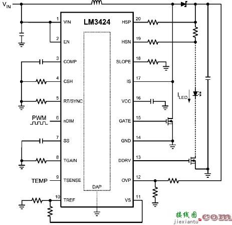 LM3424白光LED控制器电路  第1张