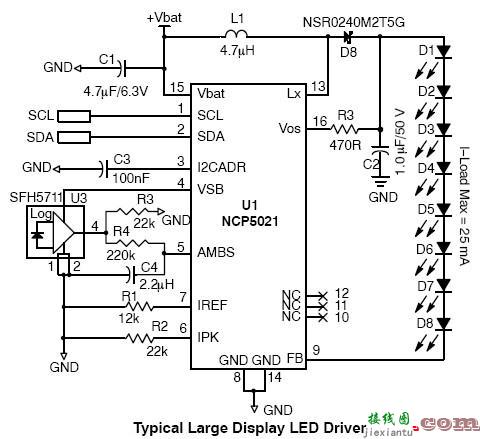 NCP5021高压白光LED驱动电路  第1张