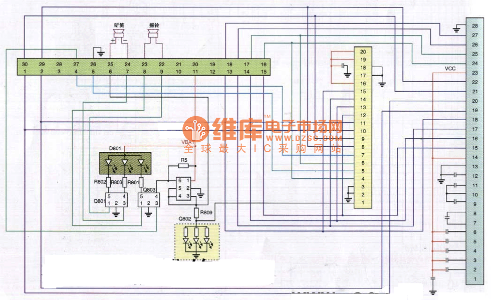 小灵通天创T18型手机排线电路原理图  第1张