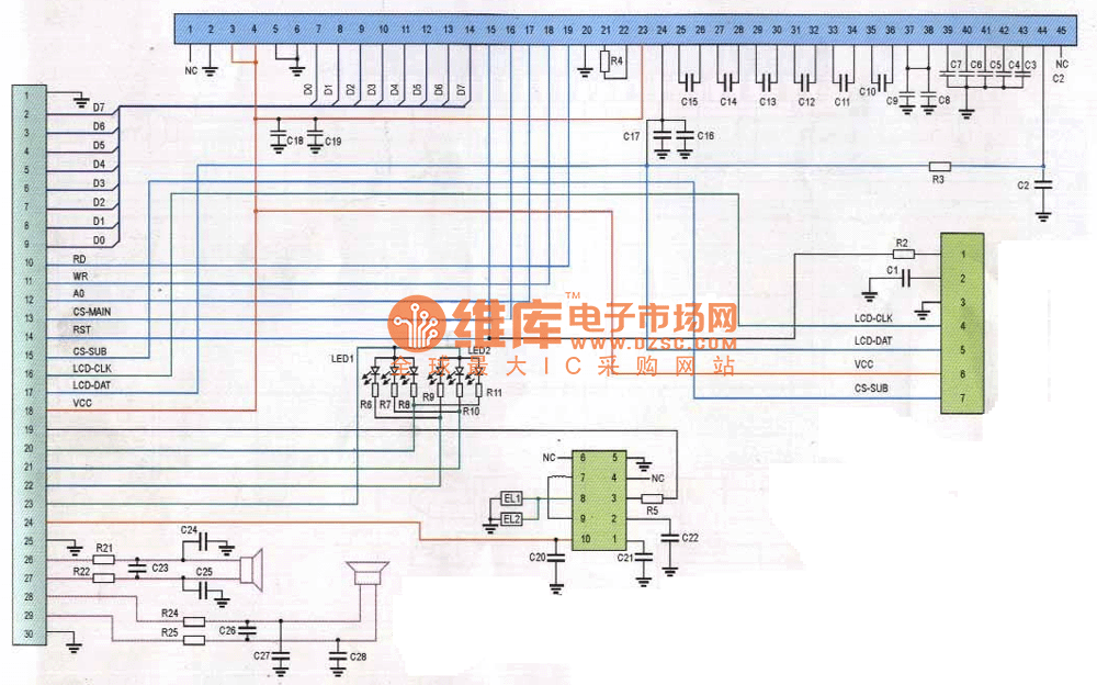 中电Q500型手机排线电路原理图  第1张