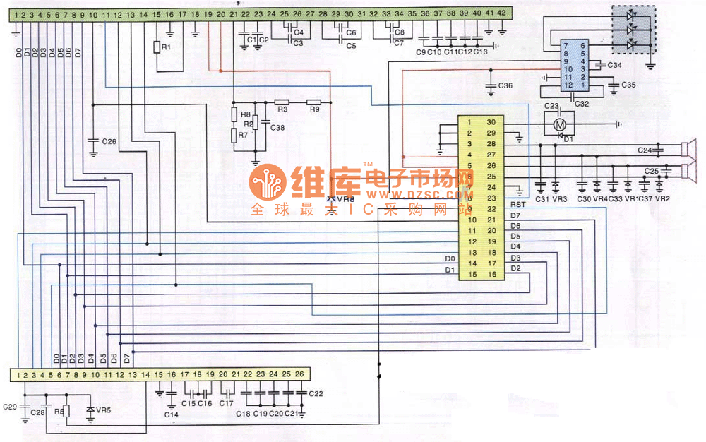 小灵通天创T09型手机排线电路原理图  第1张