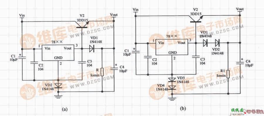 基于W78××集成稳压器和NPN型功率管组成的扩大电流的应用电路  第1张