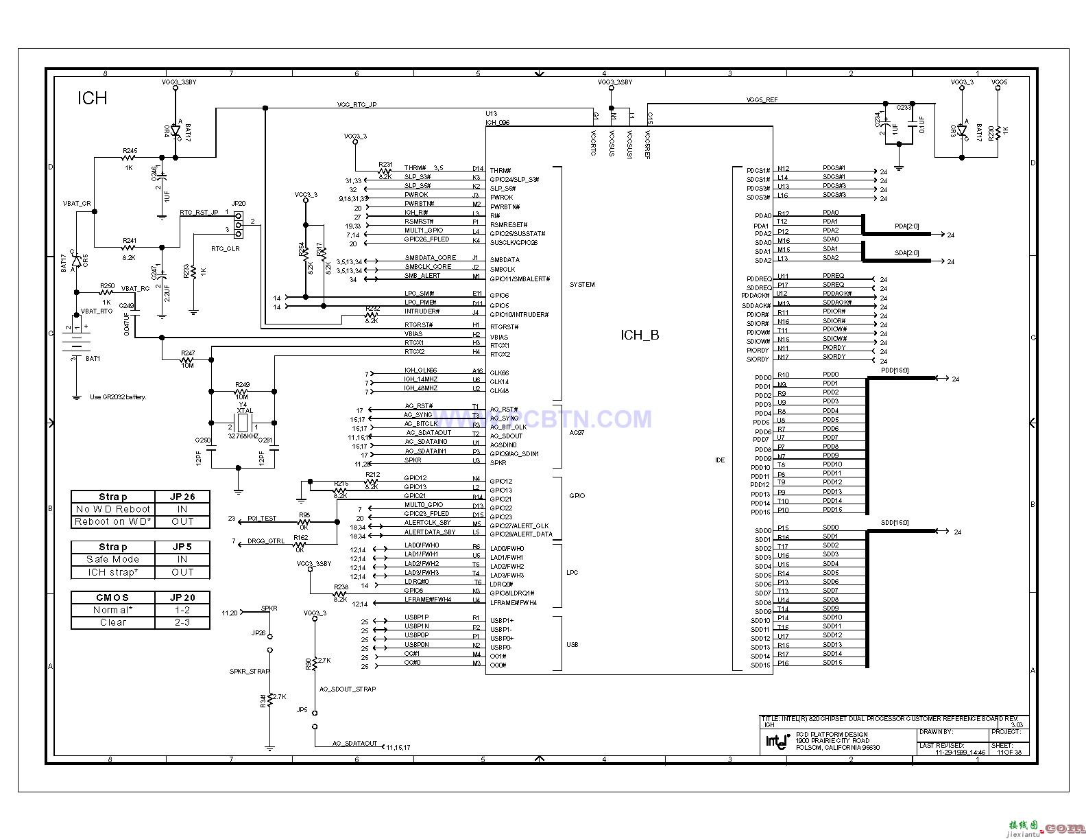 Intel 820e主板ICH南桥控制芯片电路图  第1张
