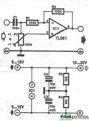 TL081增益抑制选择器电路  第1张