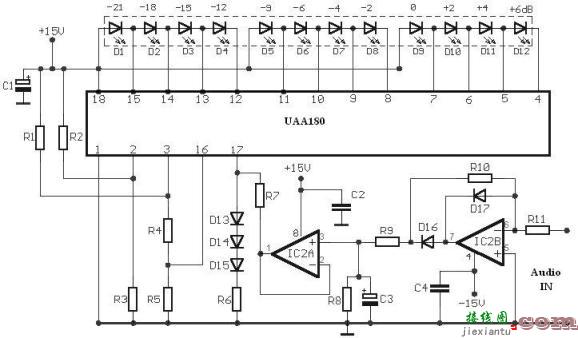 使用 UAA180 LED 驱动器的音频电平表  第1张