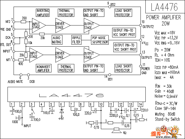 LA4476 音响IC电路图  第1张