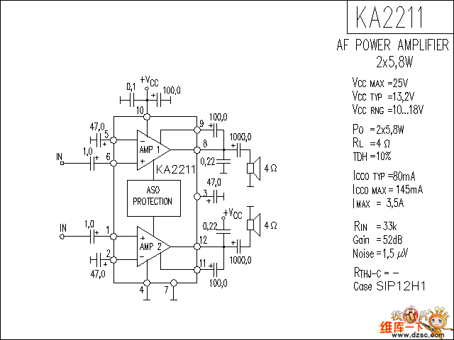KA2211 音响IC电路图  第1张