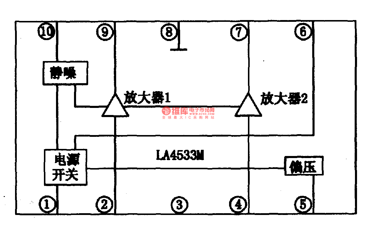 LA4533M-双声道音频功放集成电路图  第2张