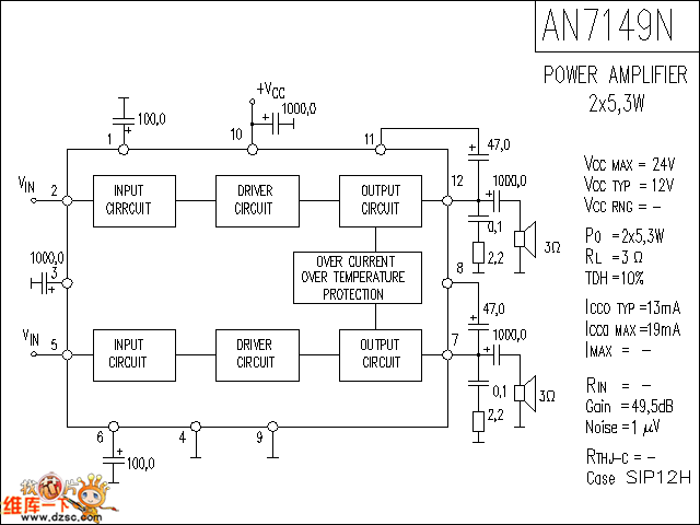 AN7149N 音响IC电路图  第1张