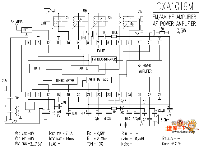 CXA1019M 音响IC电路图  第1张