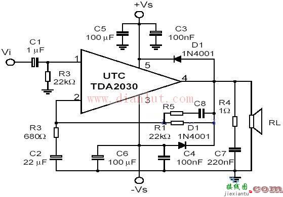 tda2003设计的功放电路原理图  第1张