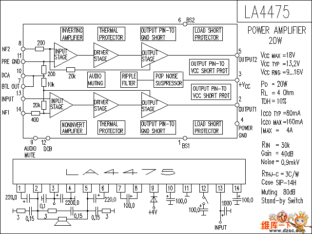 LA4475 音响IC电路图  第1张