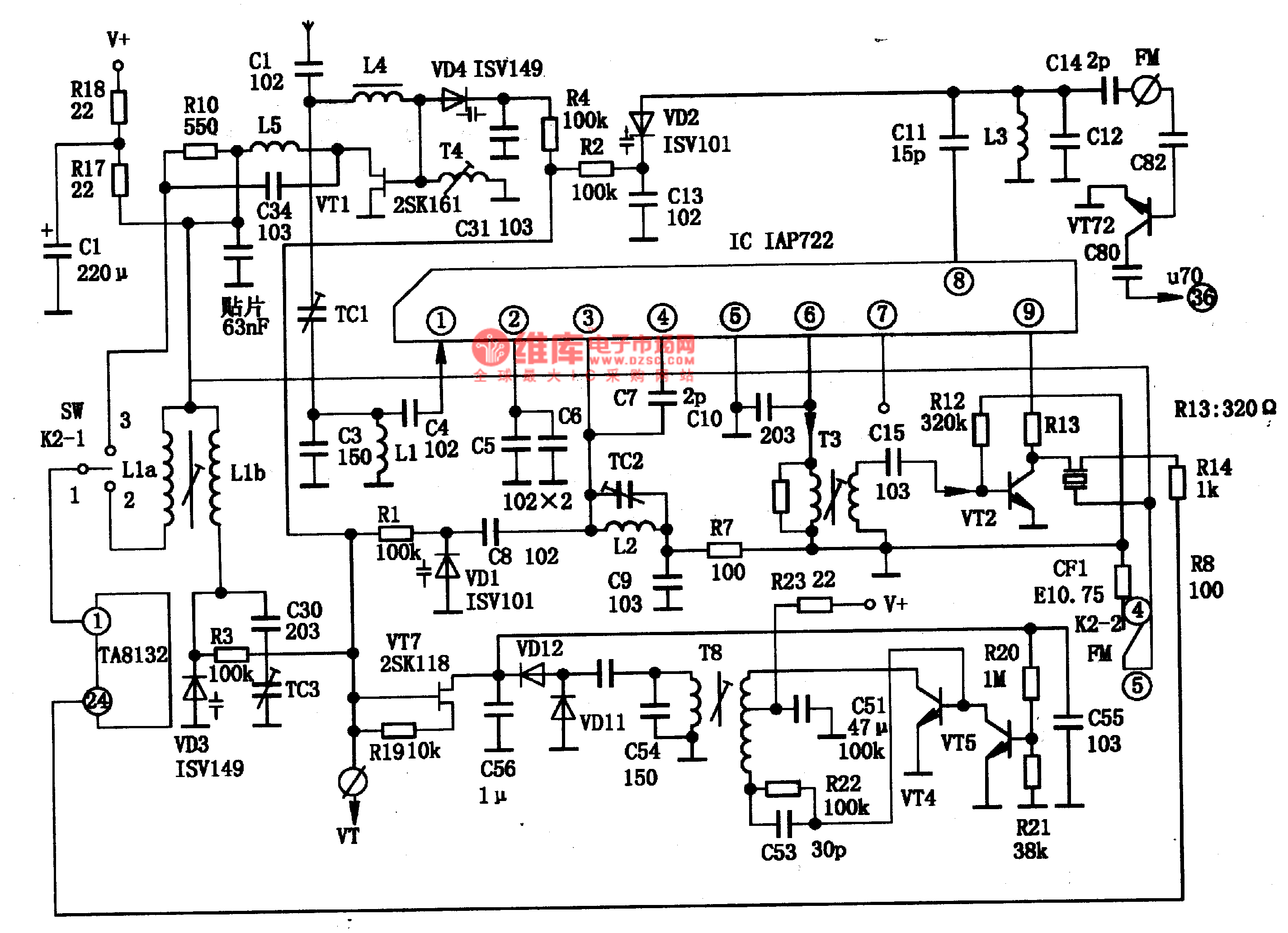 IAP722-调频高频调谐集成电路图  第3张