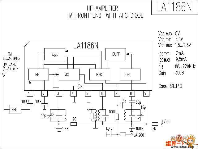 LA1186N 音响IC电路图  第1张