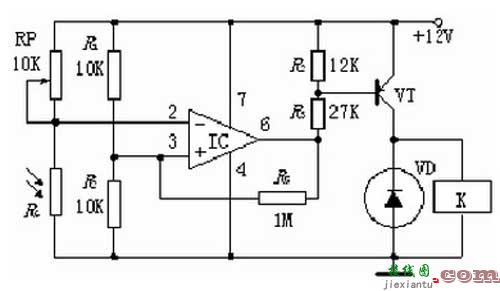 光敏电阻式光控开关典型应用电路图  第3张