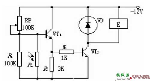 光敏电阻式光控开关典型应用电路图  第2张