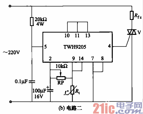 由TWH9205型集成电路组成的自动温控电路b  第1张