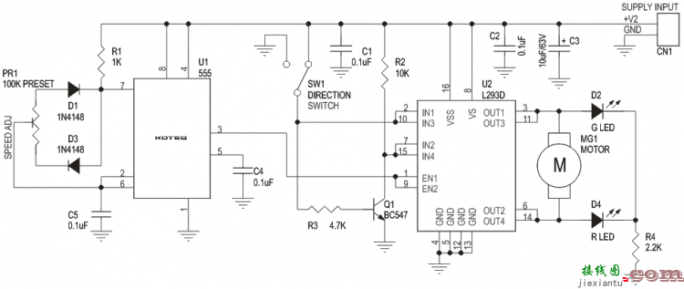使用 L293D 的直流电机速度和方向控制器  第1张
