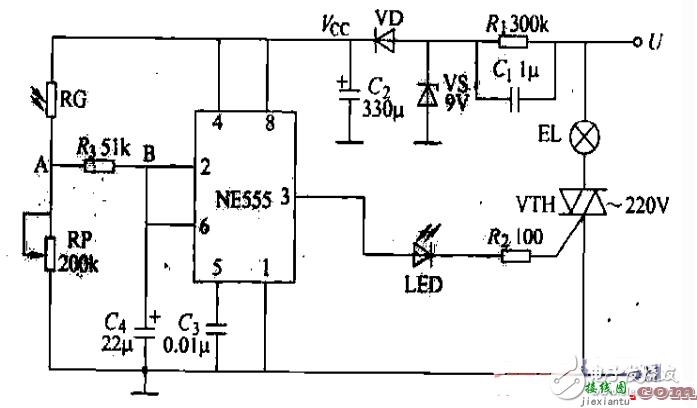 简单的路灯自控电路图大全（光控触发器/NE555/光电控制的七款电路详解） - 灯光控制电  第5张